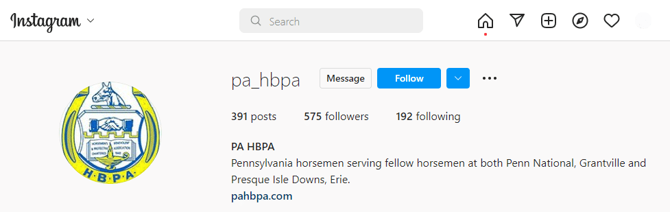 PA HBPA Instagram Account